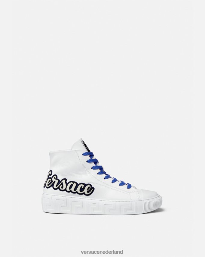 Versace Hoge sneakers van Varsity Greca Heren blauw Wit schoen J2T4F41556