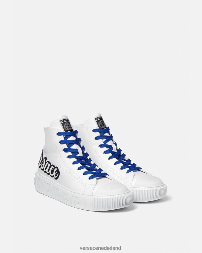 Versace Hoge sneakers van Varsity Greca Heren blauw Wit schoen J2T4F41556