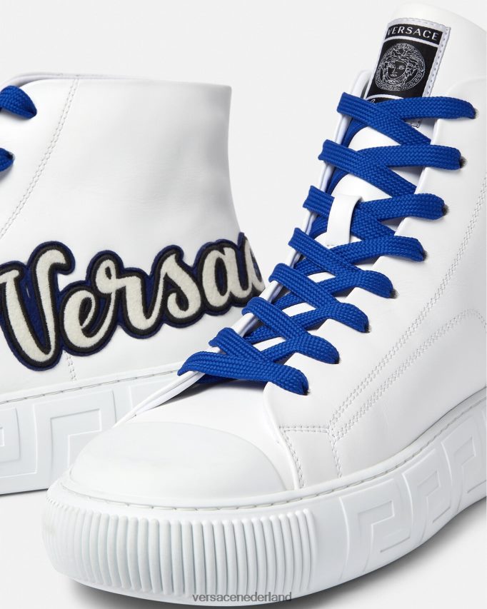 Versace Hoge sneakers van Varsity Greca Heren blauw Wit schoen J2T4F41556