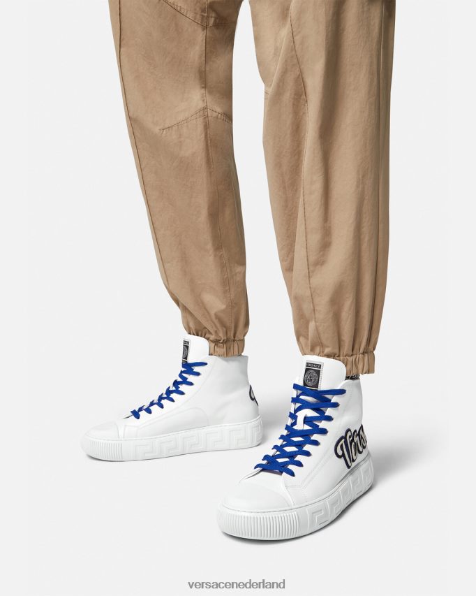 Versace Hoge sneakers van Varsity Greca Heren blauw Wit schoen J2T4F41556