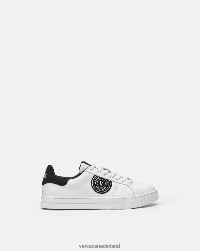 Versace Sneakers met v-embleem court 88 logo Heren wit Zwart schoen J2T4F42452