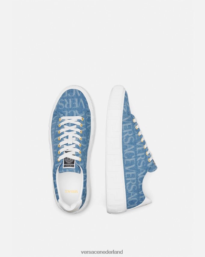 Versace allover denim Greca sneakers Heren lichtblauw schoen J2T4F41548