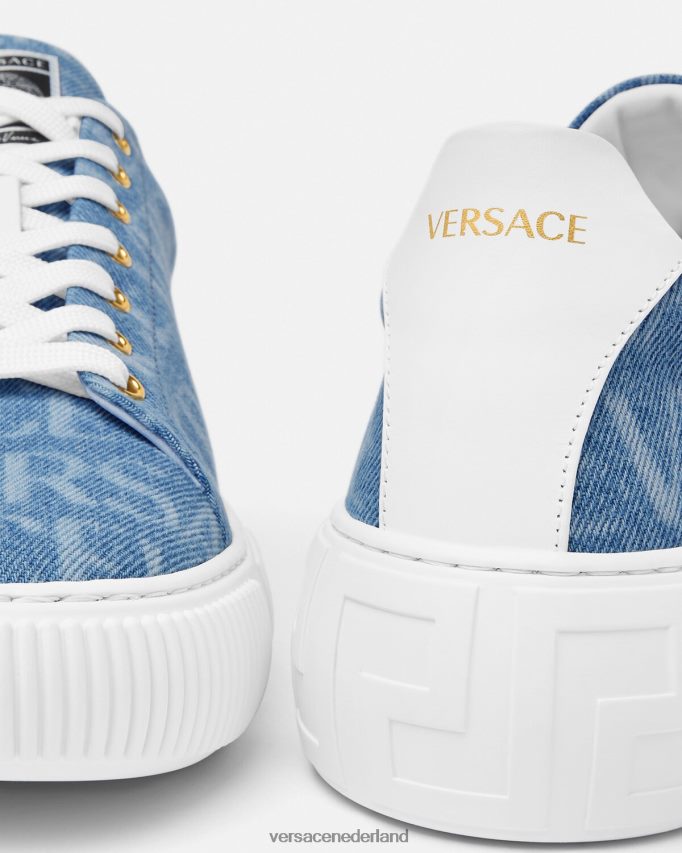 Versace allover denim Greca sneakers Heren lichtblauw schoen J2T4F41548