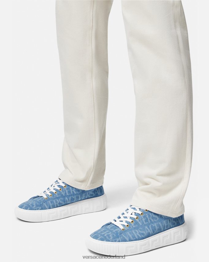 Versace allover denim Greca sneakers Heren lichtblauw schoen J2T4F41548