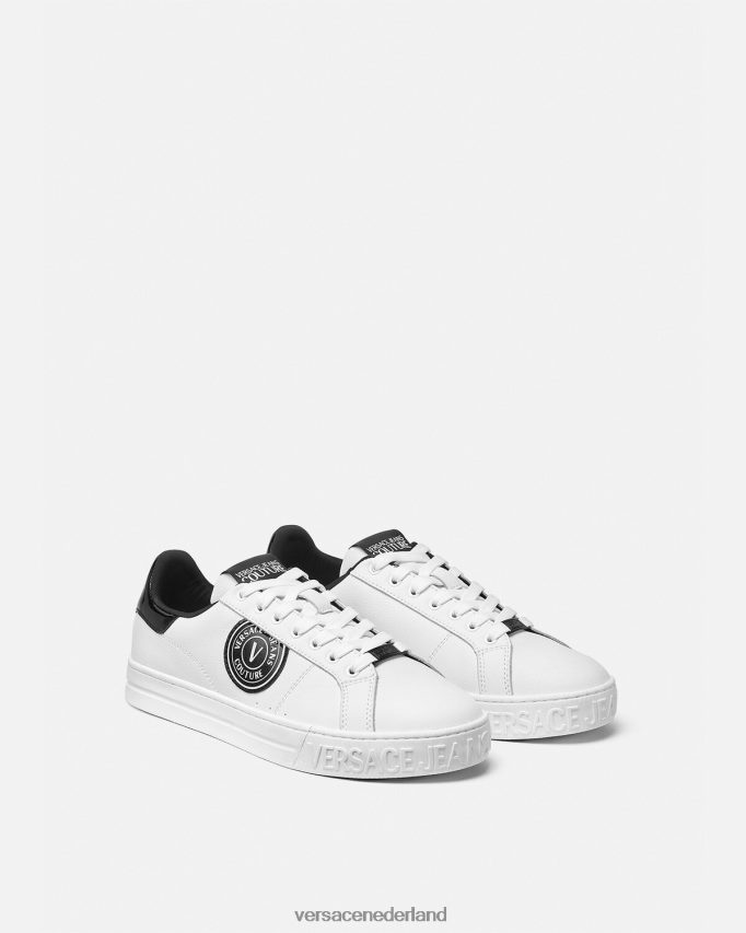 Versace court 88 sneakers met v-embleemlogo Heren wit Zwart schoen J2T4F42444