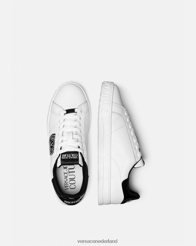 Versace court 88 sneakers met v-embleemlogo Heren wit Zwart schoen J2T4F42444