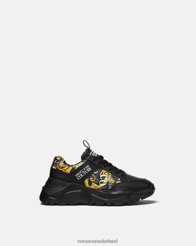 Versace couture speedtrack-sneakers met logo Heren zwart goud schoen J2T4F42460