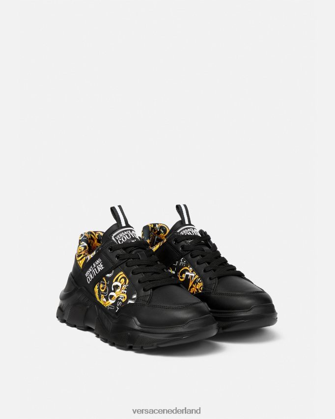 Versace couture speedtrack-sneakers met logo Heren zwart goud schoen J2T4F42460