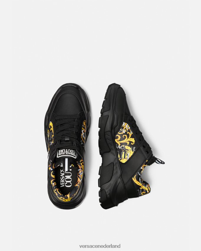 Versace couture speedtrack-sneakers met logo Heren zwart goud schoen J2T4F42460