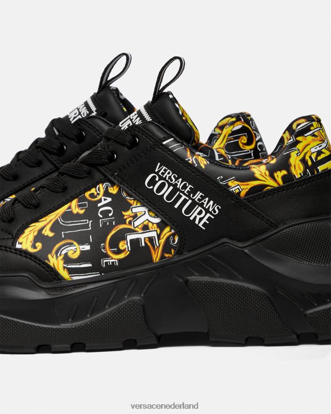 Versace couture speedtrack-sneakers met logo Heren zwart goud schoen J2T4F42460