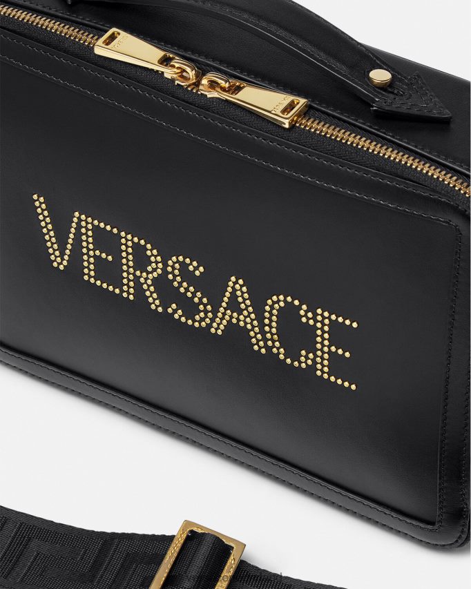 Versace Messengertas met logo en studs Heren zwart Tassen J2T4F41502