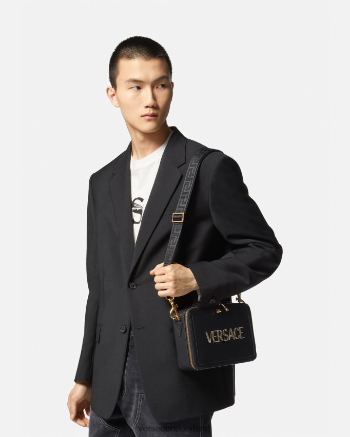 Versace Messengertas met logo en studs Heren zwart Tassen J2T4F41502