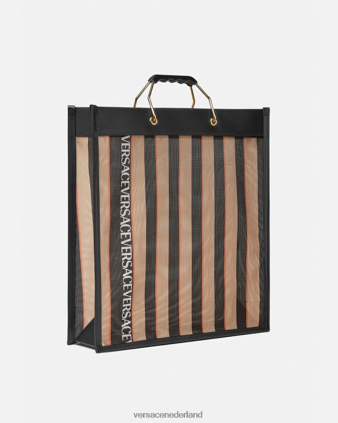 Versace gestreepte shoppertas Heren zwart en beige Tassen J2T4F41510