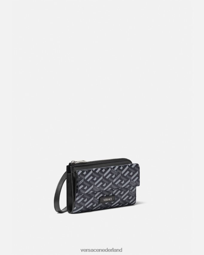 Versace La Greca kenmerkende crossbodytas Heren zwart grijs Tassen J2T4F41484