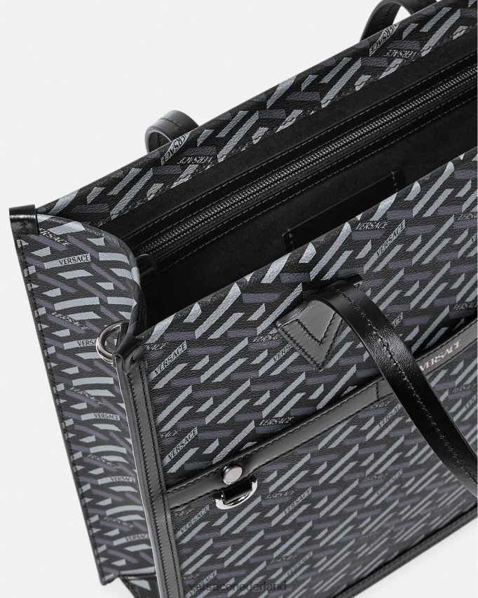 Versace La Greca kenmerkende grote draagtas Heren zwart grijs Tassen J2T4F41476