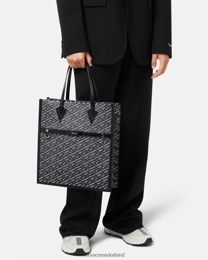 Versace La Greca kenmerkende grote draagtas Heren zwart grijs Tassen J2T4F41476