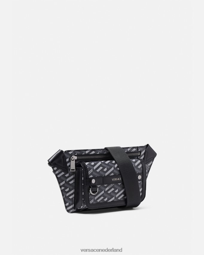 Versace La Greca kenmerkende heuptas Heren zwart grijs Tassen J2T4F41486