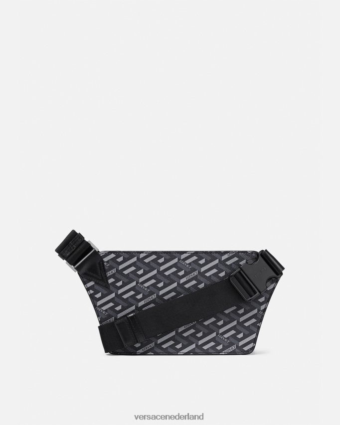 Versace La Greca kenmerkende heuptas Heren zwart grijs Tassen J2T4F41486