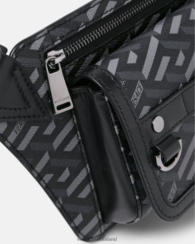 Versace La Greca kenmerkende heuptas Heren zwart grijs Tassen J2T4F41486