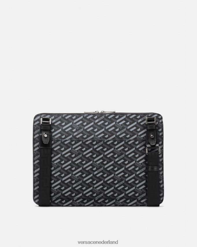 Versace La Greca kenmerkende laptoptas Heren zwart grijs Tassen J2T4F41483