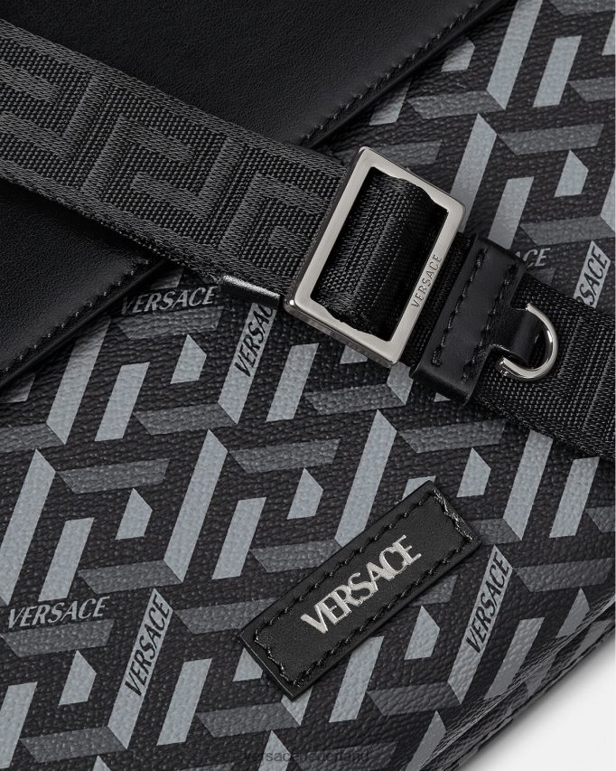 Versace La Greca kenmerkende laptoptas Heren zwart grijs Tassen J2T4F41483