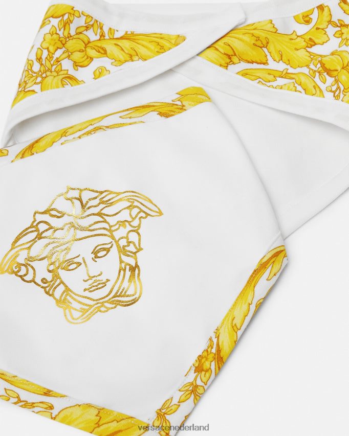 Versace barocco slabbetje 2-pack kinderen wit goud accessoires J2T4F41845