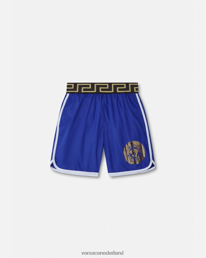 Versace Medusa Greca zwemshort met rand kinderen blauw kleding J2T4F42113