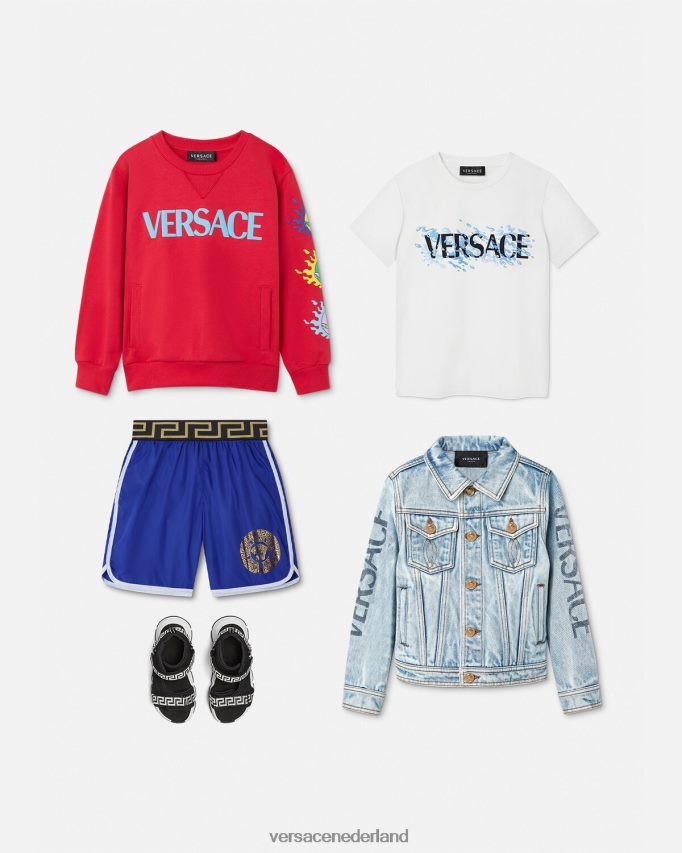 Versace Medusa Greca zwemshort met rand kinderen blauw kleding J2T4F42113