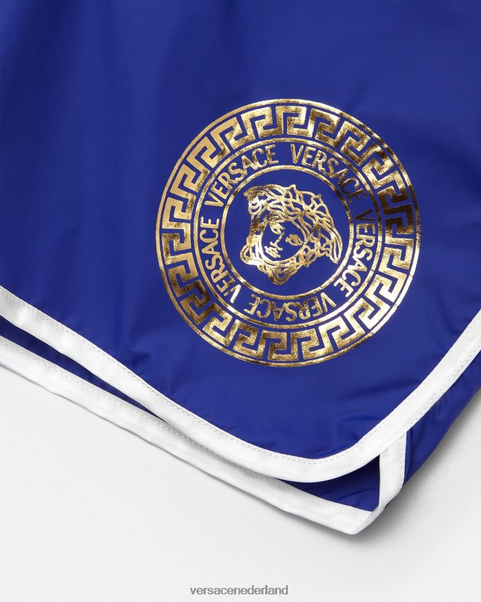 Versace Medusa Greca zwemshort met rand kinderen blauw kleding J2T4F42113