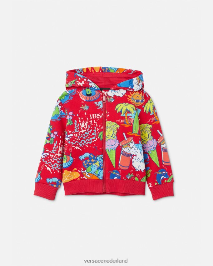 Versace Medusa sunnies baby-hoodie met rits kinderen rood kleding J2T4F41927