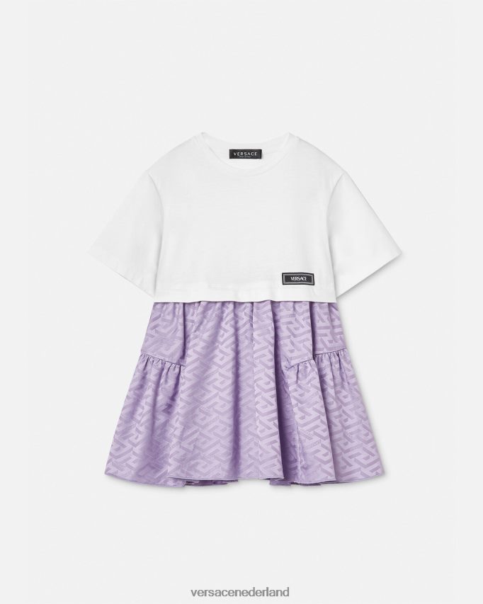 Versace La Greca T-shirtjurk kinderen wit en lila kleding J2T4F41996