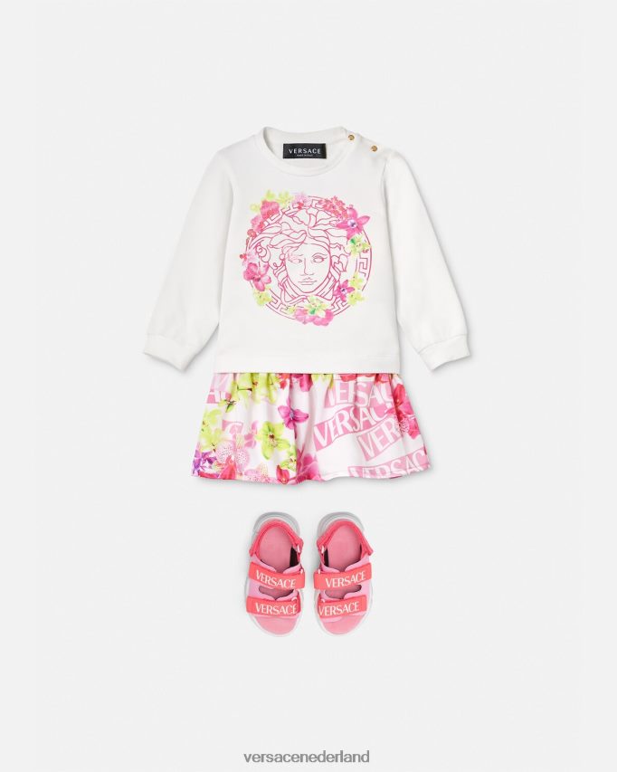 Versace Orchidee babyjurkje met logo kinderen roze & print kleding J2T4F41870