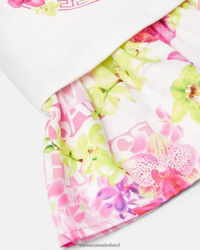 Versace Orchidee babyjurkje met logo kinderen roze & print kleding J2T4F41870