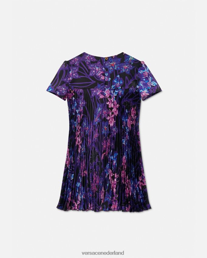 Versace Orchidee barocco geplooide jurk kinderen violet & afdrukken kleding J2T4F42007