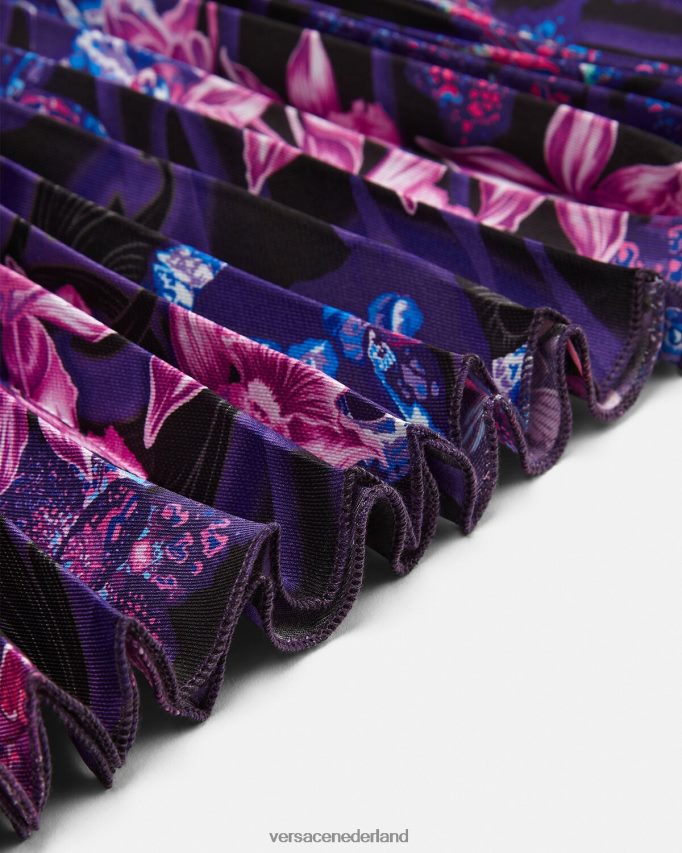 Versace Orchidee barocco geplooide jurk kinderen violet & afdrukken kleding J2T4F42007