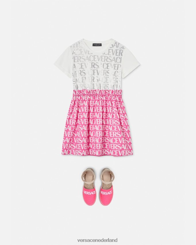 Versace all-over jurk kinderen wit en roze kleding J2T4F41980