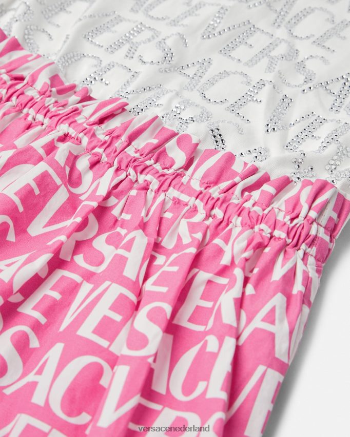 Versace all-over jurk kinderen wit en roze kleding J2T4F41980