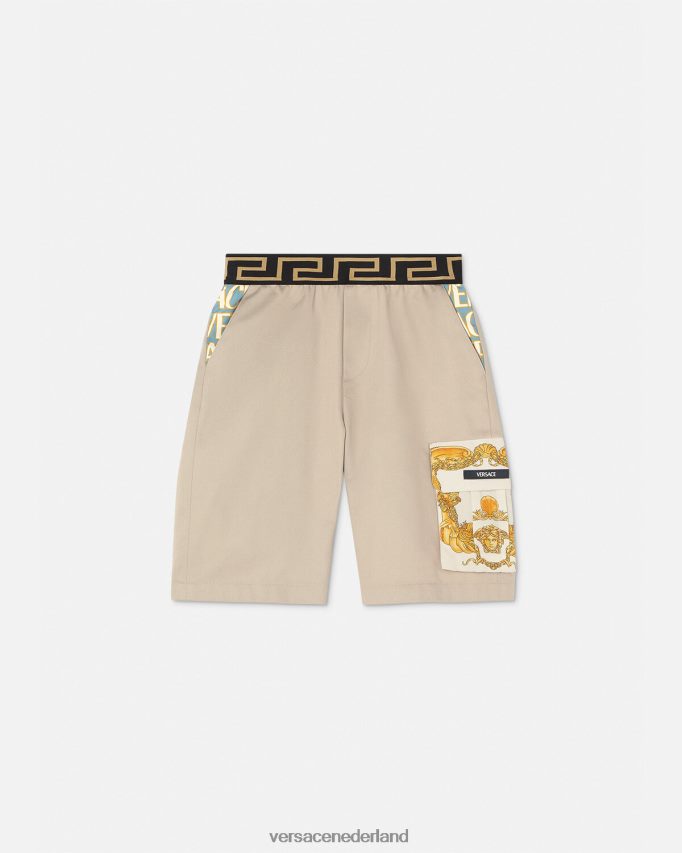 Versace Greca zeeschelp barok shorts kinderen beige kleding J2T4F42086