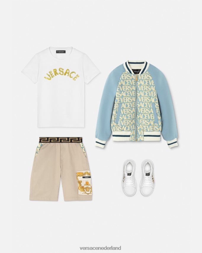 Versace Greca zeeschelp barok shorts kinderen beige kleding J2T4F42086