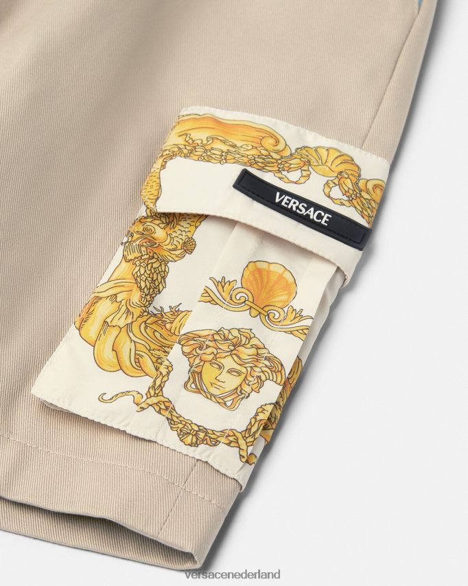 Versace Greca zeeschelp barok shorts kinderen beige kleding J2T4F42086