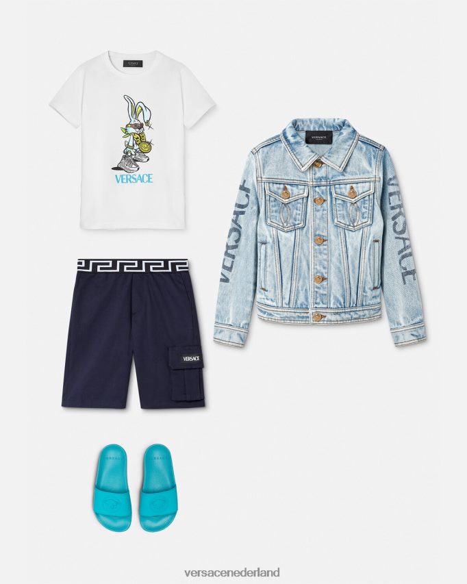 Versace Griekse korte broek kinderen blauw kleding J2T4F42100