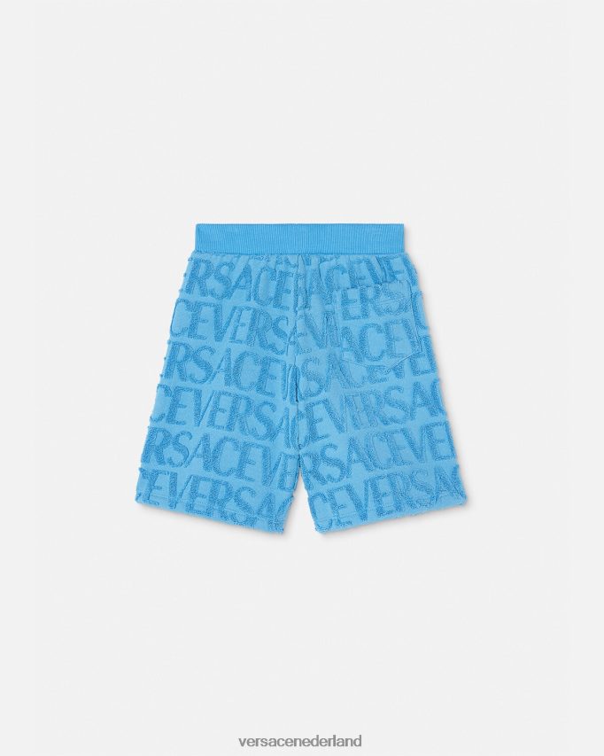 Versace all-over handdoekshorts kinderen lichtblauw kleding J2T4F42087