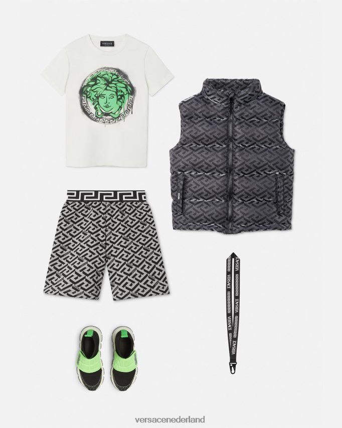 Versace la greca sweatshort kinderen grijs en afdrukken kleding J2T4F42116