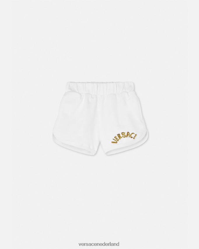 Versace sweatshort met logo kinderen wit goud kleding J2T4F41934