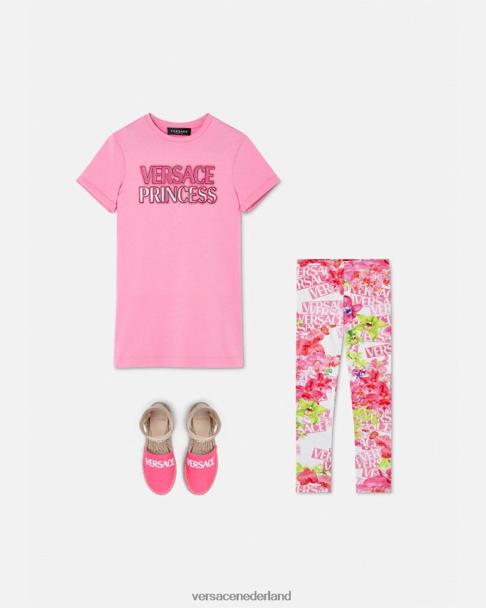 Versace Orchidee-legging met logo kinderen wit & bedrukt kleding J2T4F41974