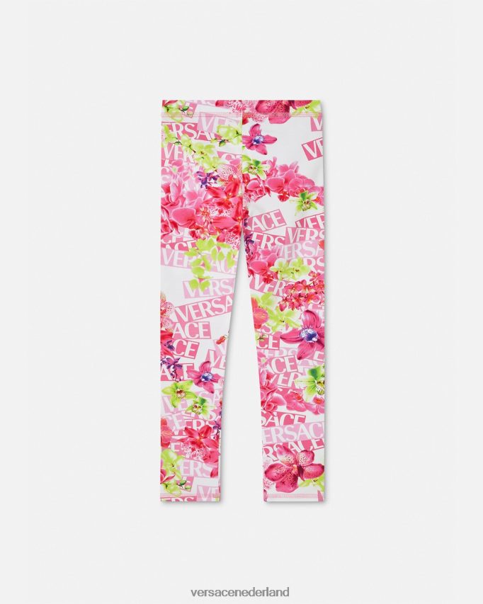 Versace Orchidee-legging met logo kinderen wit & bedrukt kleding J2T4F41974