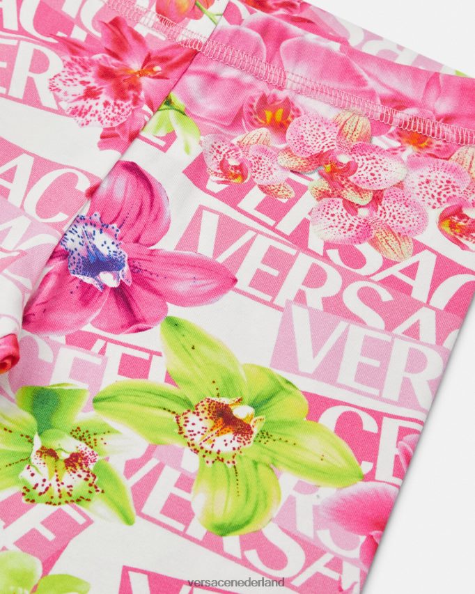 Versace Orchidee-legging met logo kinderen wit & bedrukt kleding J2T4F41974