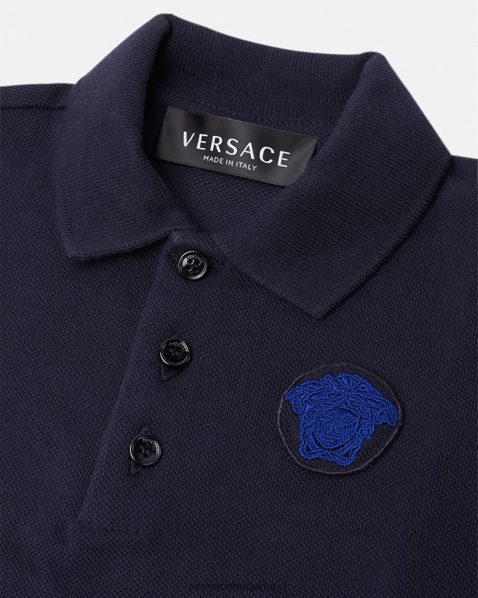 Versace Medusa geborduurd babypoloshirt kinderen zwart blauw kleding J2T4F41891