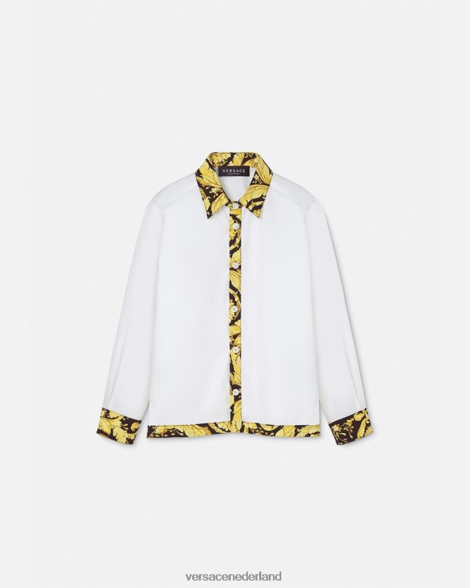 Versace barok overhemd kinderen wit & bedrukt kleding J2T4F42111