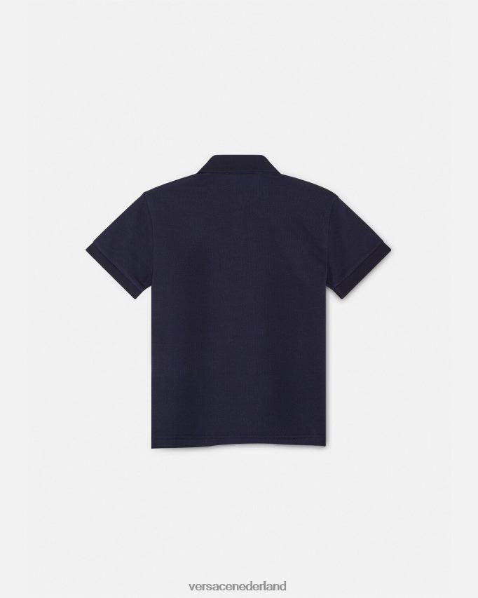 Versace geborduurd Medusa-poloshirt kinderen zwart blauw kleding J2T4F42102